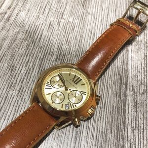 Micheal Kors Gold and Leather Watch